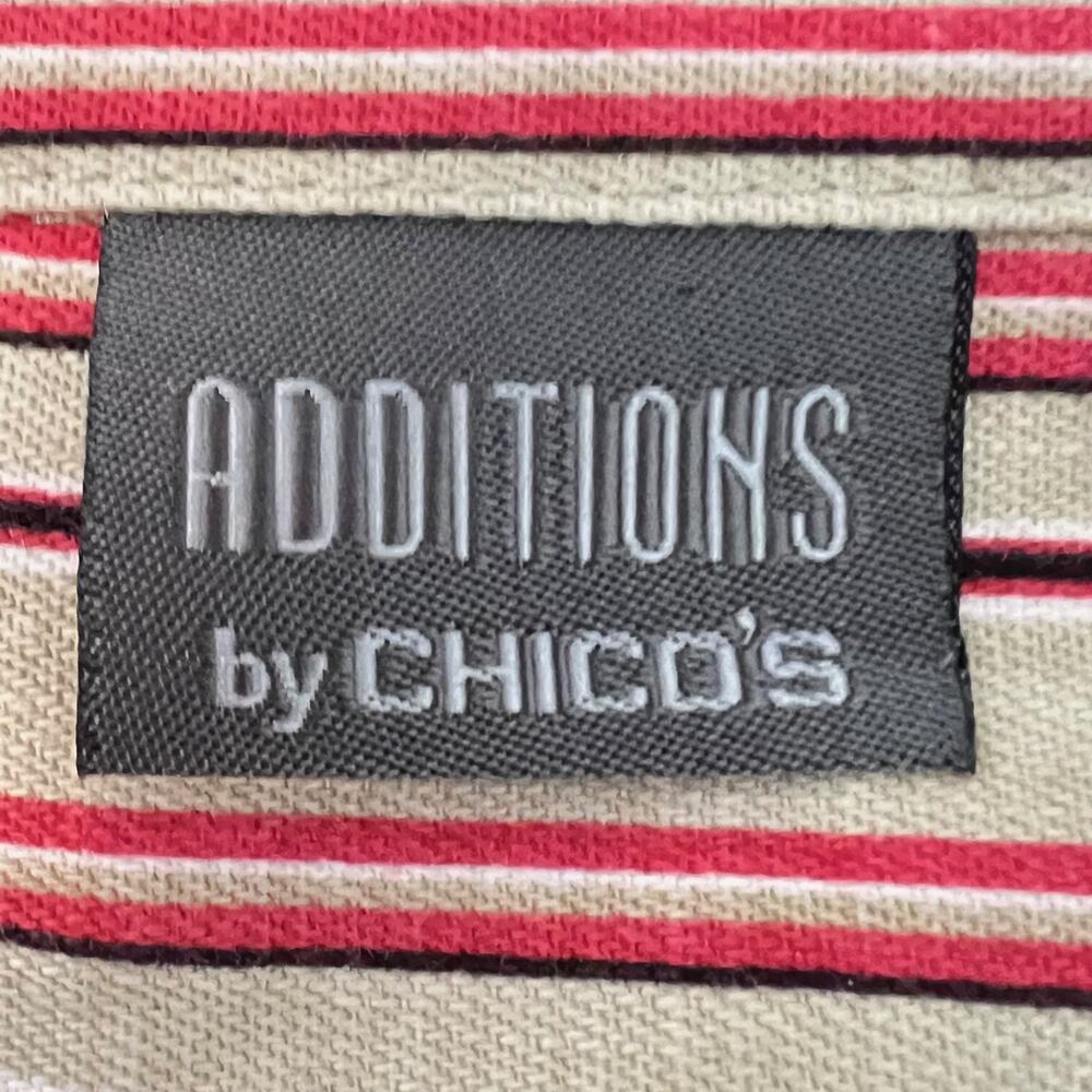 Additions by Chicos Womens Linen Blend Shirt Size 3 US XL Beige Red Striped - Picture 5 of 7